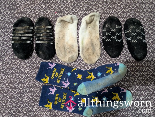 DIRTY Sock Bundle Of Ankle Socks Well 🤧 Love By Rainbow 🌈 🌈 🌈 🤢 😉 Cleaning And Laundry  STAINED  4 Pack Bundle  2 Days Wear In Each Pair Wanna Smell The Rainbow Hehe Unfortunately Express Pos
