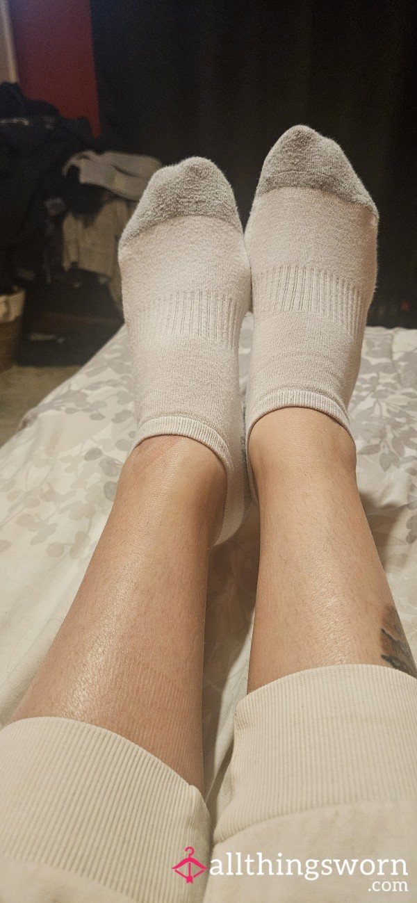 Soft, Sweaty, And Soaked In Every Step — My White Trainers Socks, Just For You.