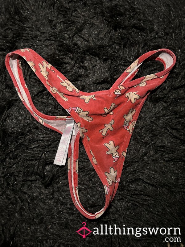 Dirty Sweat Soaked Red Gingerbread Thong
