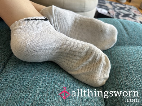 Dirty Sweaty White Ankle Socks