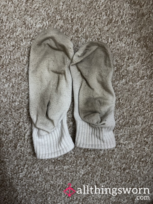 WHITE Dirty, Sweaty, WORN GYM Socks