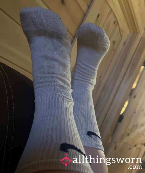 Dirty Tall White Nike Socks
