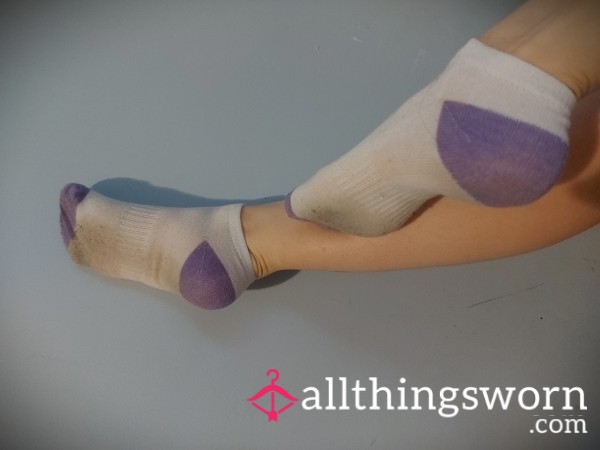 Dirty Tight, Purple & White Ankle Socks💋🤭