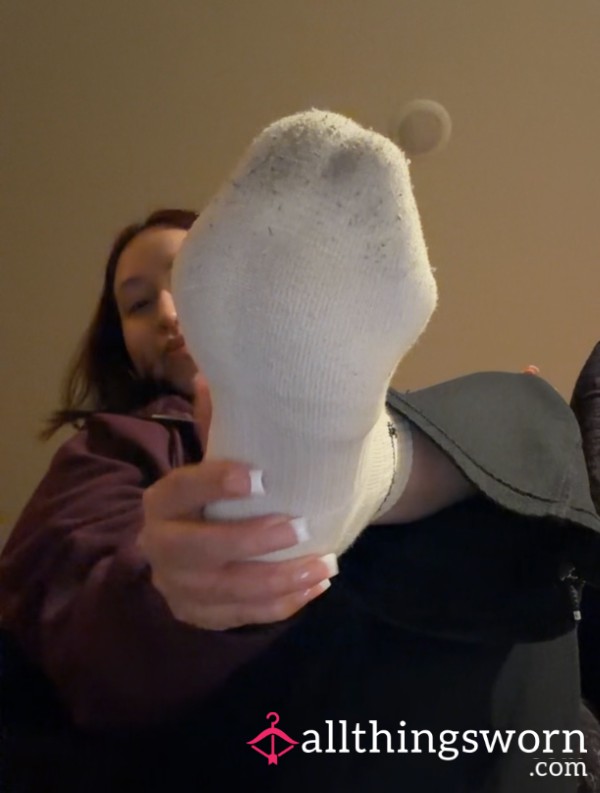 Dirty Toe Printed White Socks