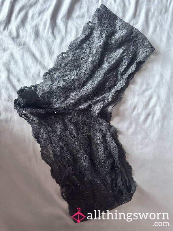 Dirty Used Black Lace Knickers