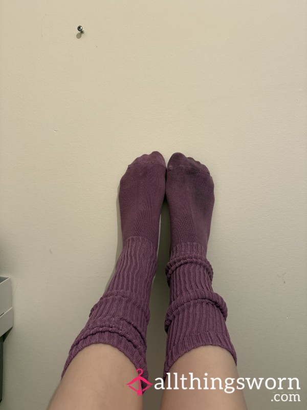Dirty Used Purple Long Socks
