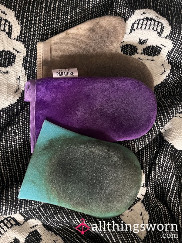 Dirty Used Self Tanning Mitts