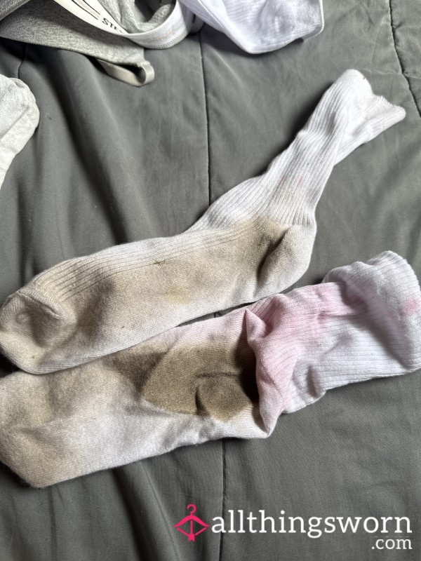 Dirty Used White Socks