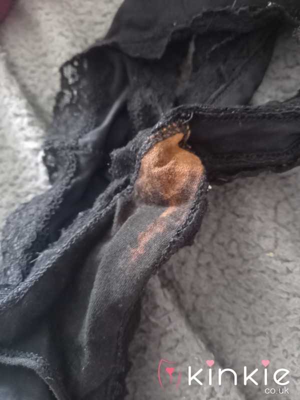 Dirty Week Worn Thongs Black Silky With Lace 💋
