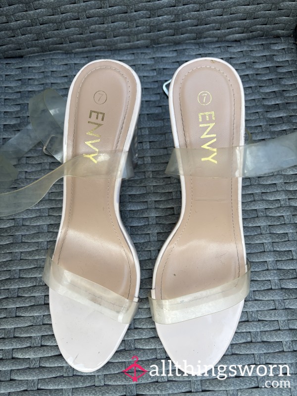 Dirty Well Worn Clear Heels