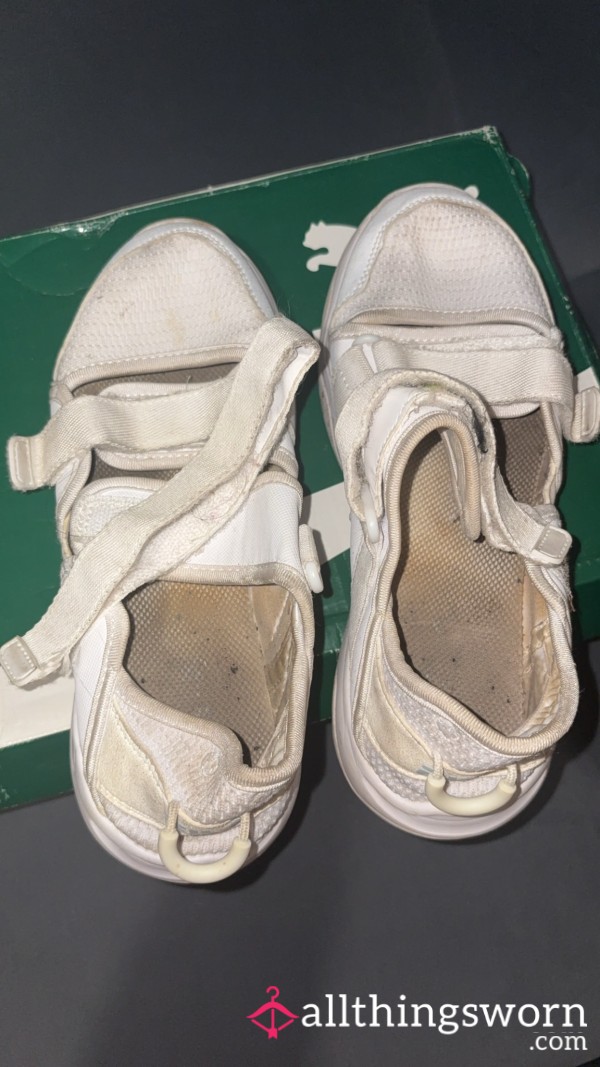 Dirty Well Worn Fila Trainer With Velcro Straps