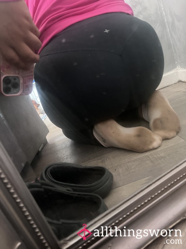 Dirty Well Worn Pink Ankle Socks With Little Cherries On Them