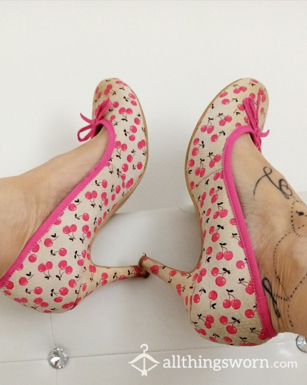 Dirty, Well Worn, Pretty Cherry High Heels