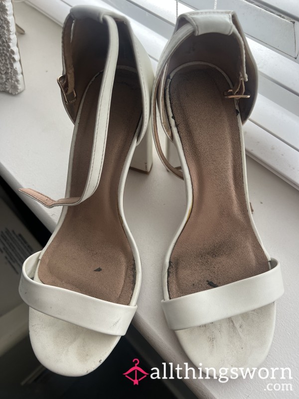 Dirty Well Worn White Heels