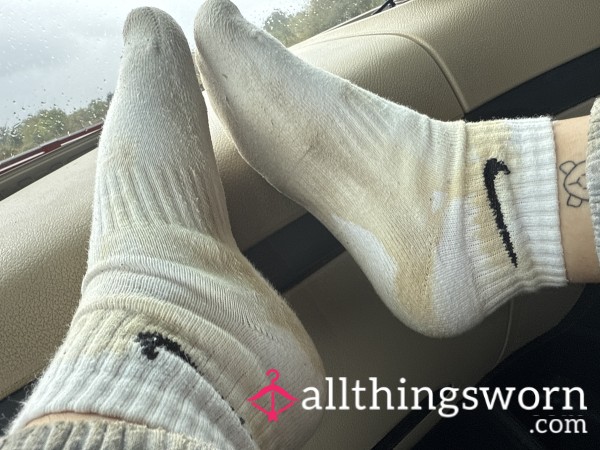 Dirty, Wet Stained Nike White Socks