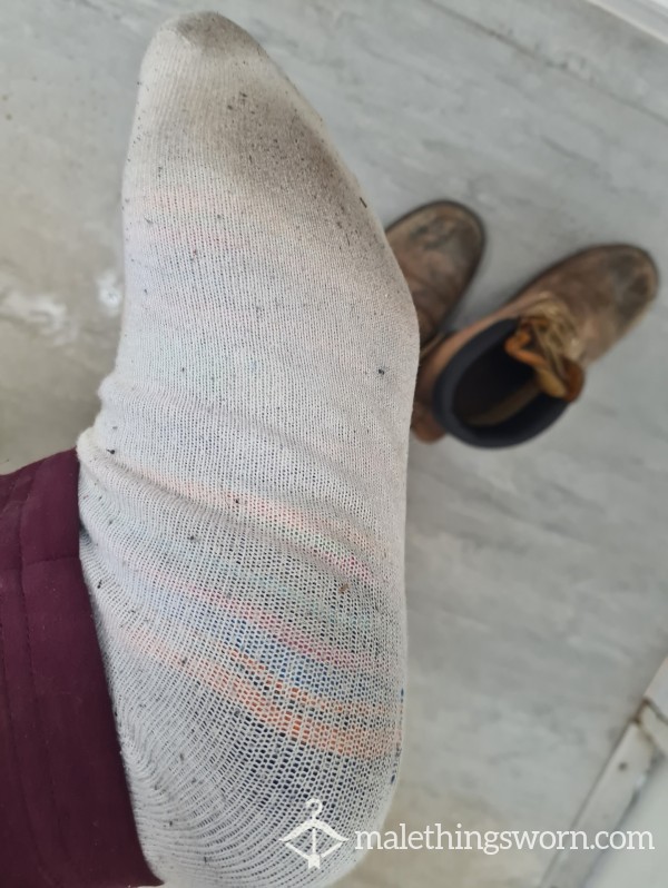 Dirty White Ankle Socks Worn To Order