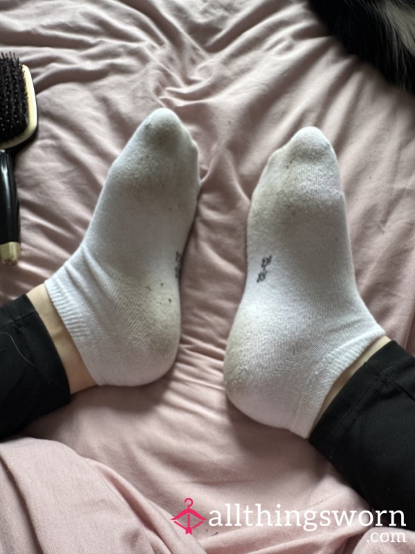 Dirty White Ankle Socks (worn)