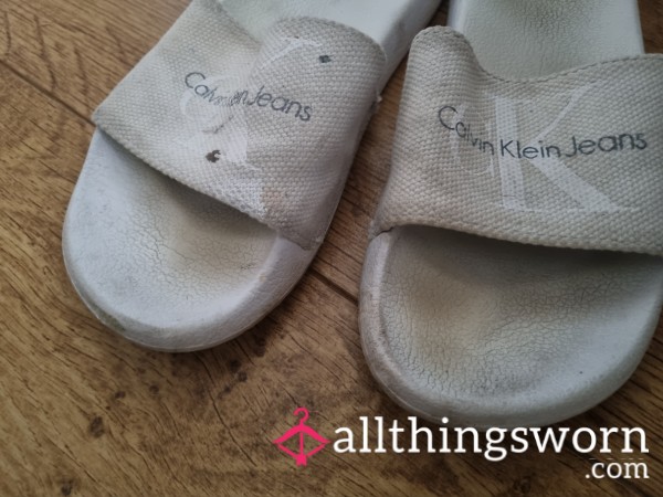 Dirty White Calvin Klein Sliders/ Sandals