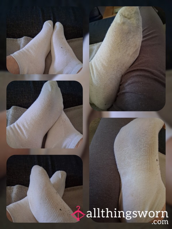 Heavily Worn White Cotton Ankle Socks – Warm & Intensely Personal