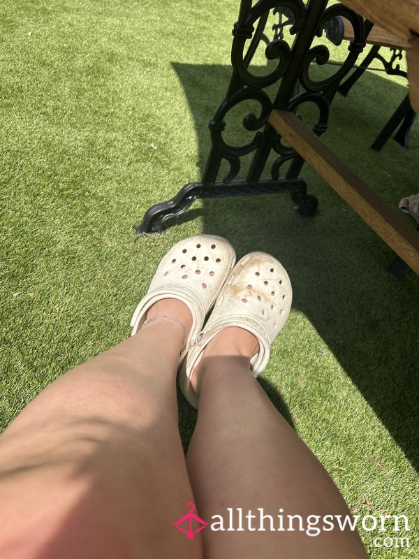 Dirty White Crocs