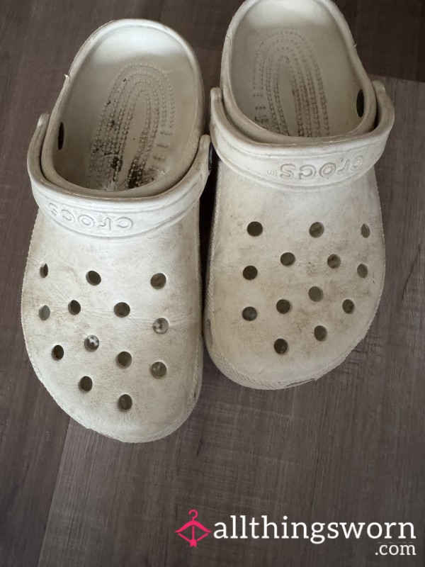 Dirty White Crocs