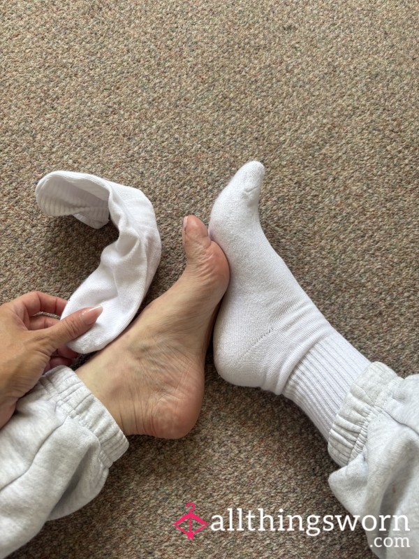 Dirty White Gym Socks, Wore On A Hot Day In An AC Free Gym