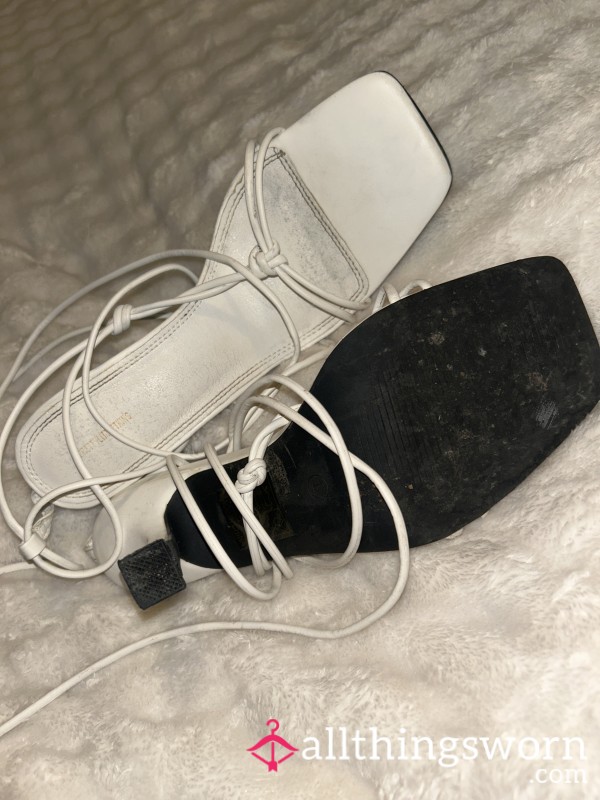 DIRTY White Lace Up Heels