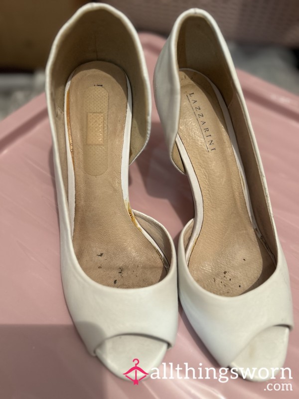 Dirty White Open-toe High Heels