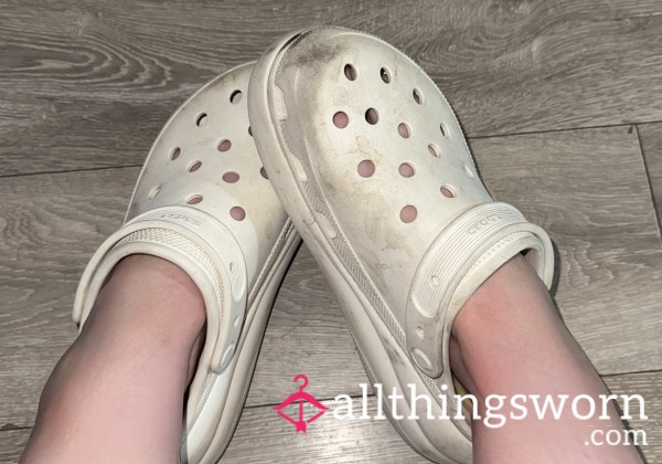 Dirty White Platform Crocs