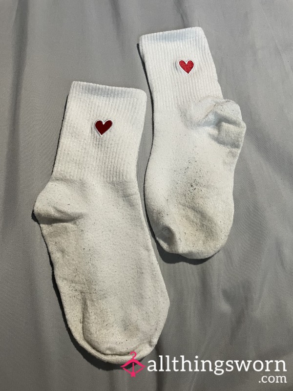 Dirty White Socks With A ♥️