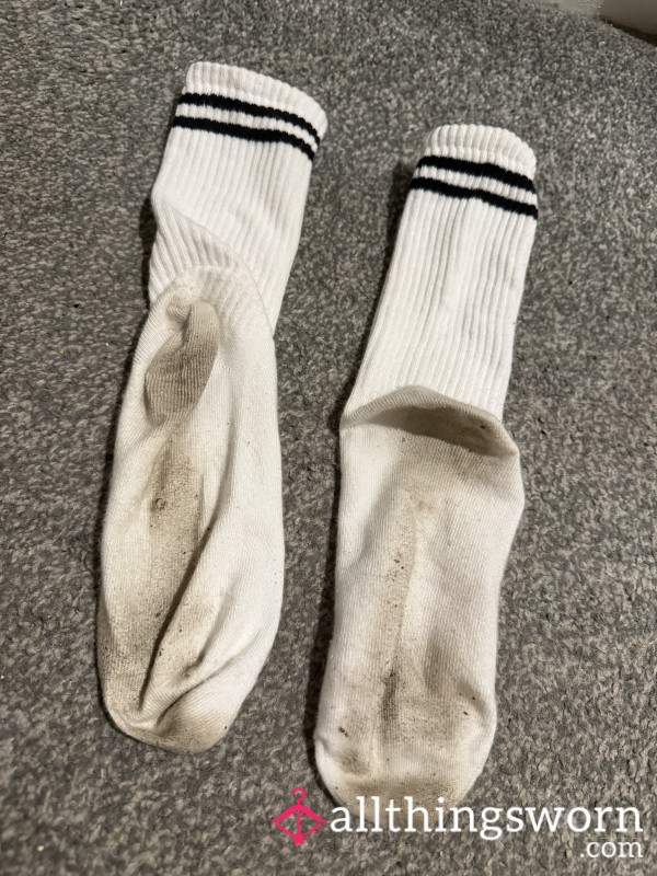 Dirty White Socks. Worn For 2 Days.