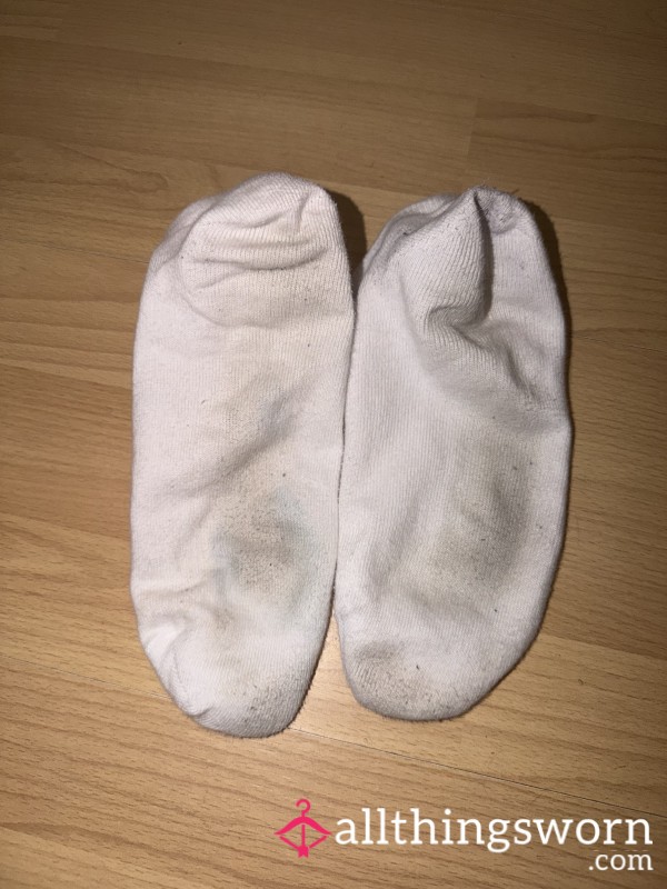 Dirty White Trainer Socks Worn For An 8 Hour Standing Shift
