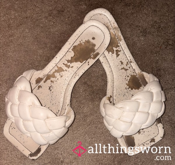 Dirty, White, WELL-worn Sandals