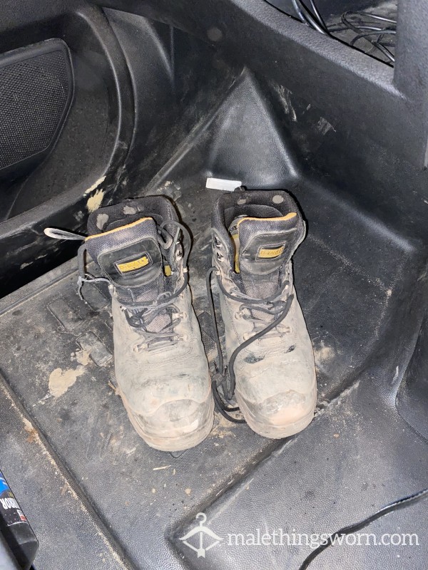 Dirty Work Boots That Has Had A Lot Sweat Poured In To Them