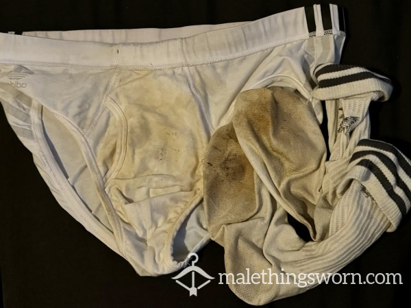 Dirty Workie Daddy’s Adidas Used Briefs And Stinking Socks Set