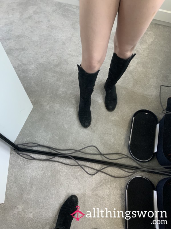 Dirty Worn Black Boots