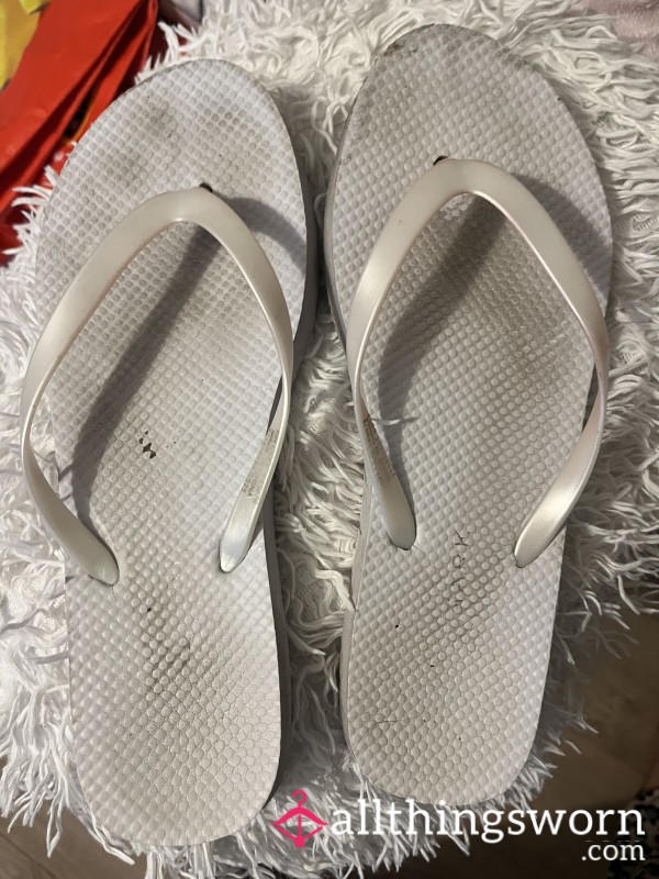 Dirty Worn Holiday Flip Flops