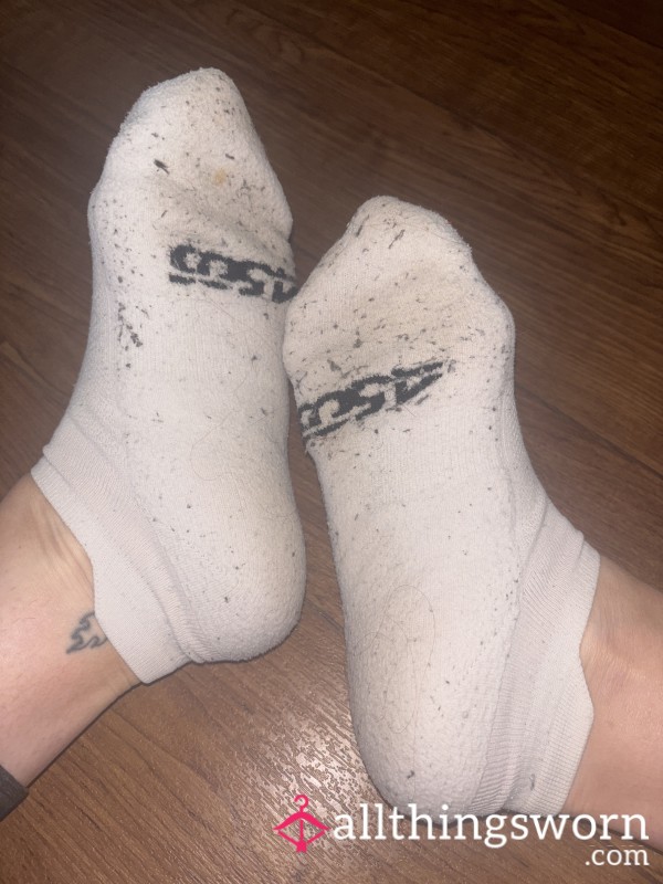 Dirty Worn White Pilates Socks