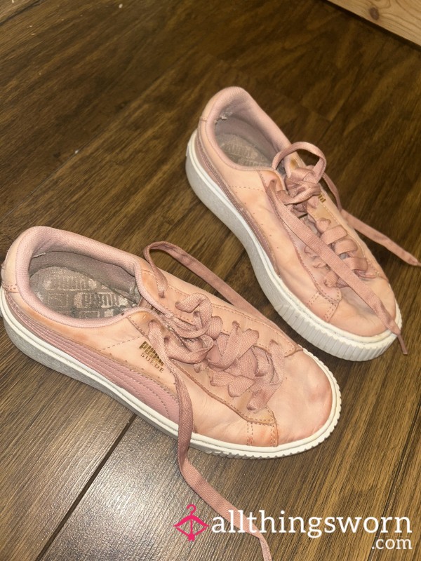 Dirty Worn Pink Trainers