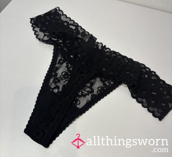 Dirty Worn S**y Black Thong 😜