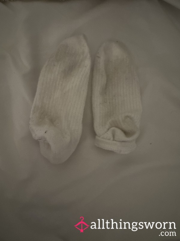 Dirty Worn White Ankle Socks