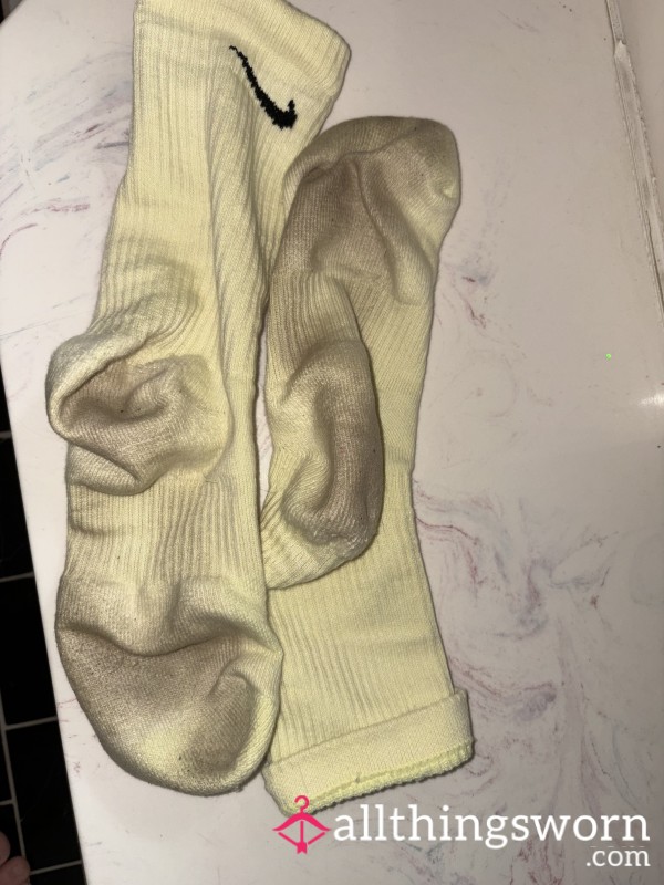 Dirty Yellow Nike Socks