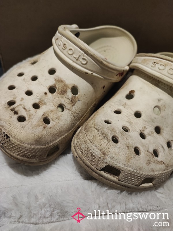 Disgusting Well Worn White Crocs😍
