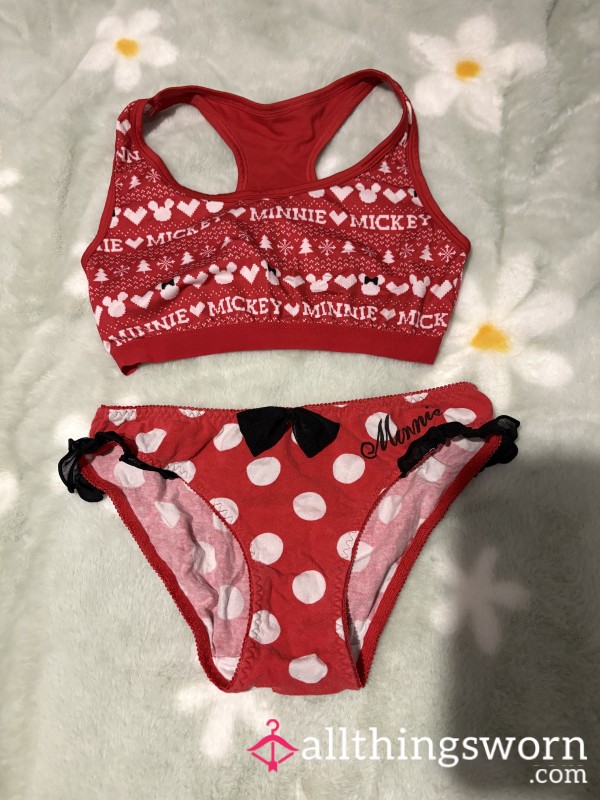 Disney Red And Black Mickey Minnie Mouse Crop Top And Cute Pants Set Worn By Me For A Day ❤️