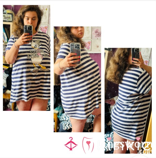 Disney UK Size 18-20 Blue Stripy Daisy Duck Cotton Nightdress 💙