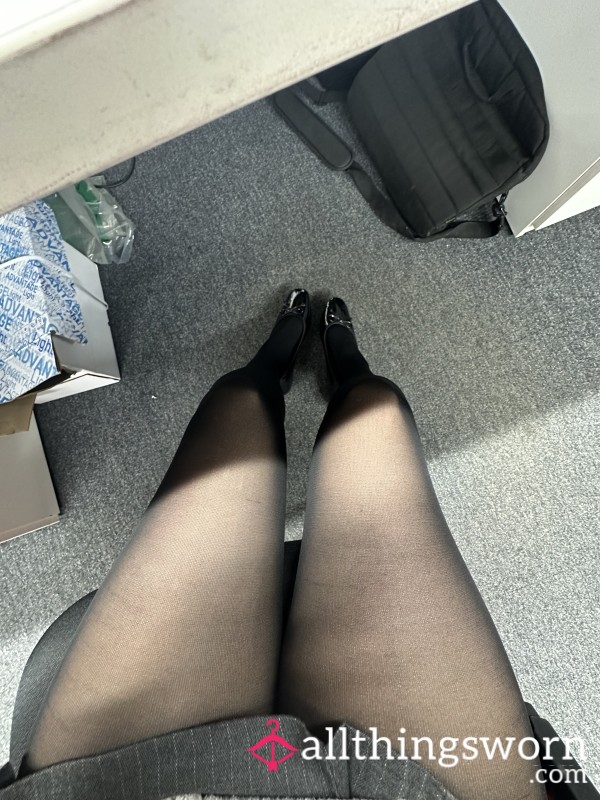 Dolly Shoes And Tights Worn At Work All Day