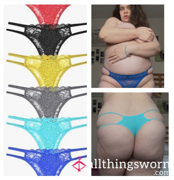 Double Strap Cotton And Lace Thongs In A Range Of Colours