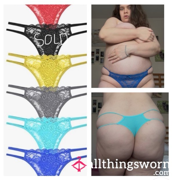 Double Strap Cotton And Lace Thongs In A Range Of Colours
