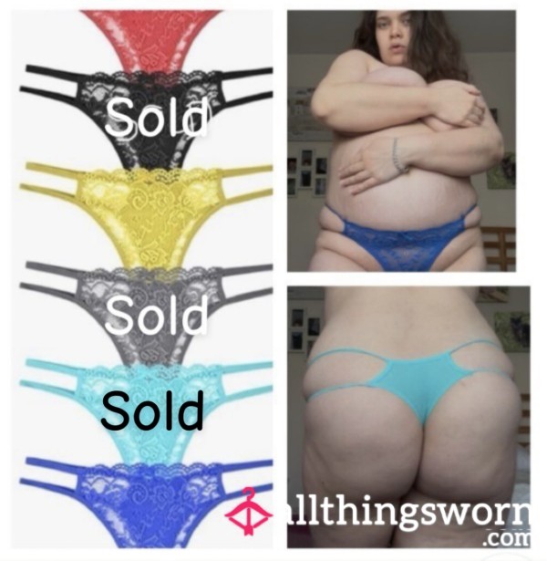 Double Strap Cotton And Lace Thongs In A Range Of Colours