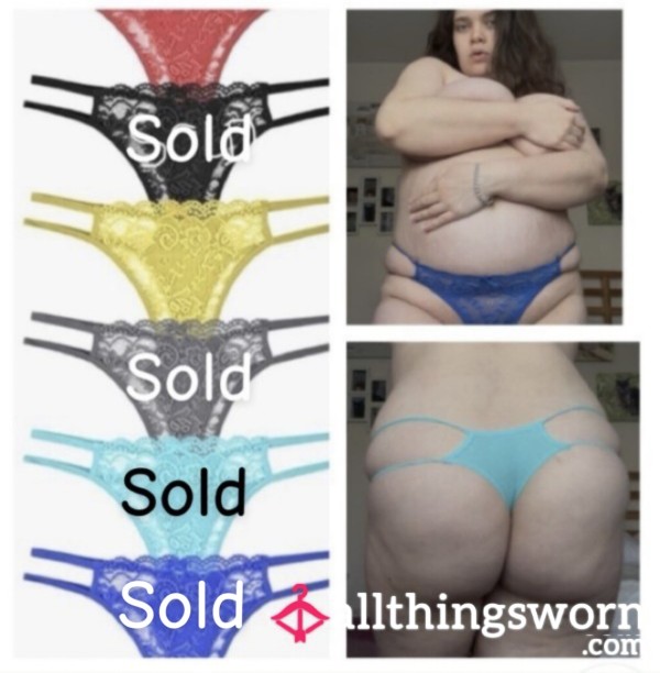 Double Strap Cotton And Lace Thongs In A Range Of Colours